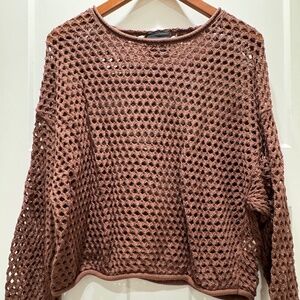 Miou Muse Chocolate Crochet Sweater Size S